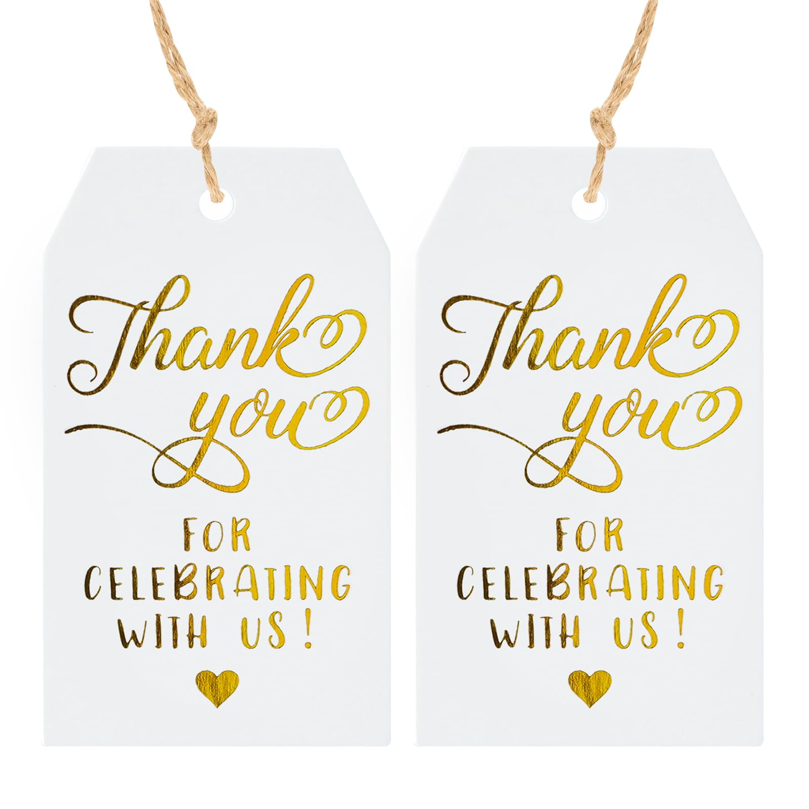 Premium 100-Pack Real Gold Foil Thank You Gift Tags with Strings - Elegant Party Favors for Birthday, Wedding, Anniversary, Baby Shower & Bridal Shower Celebrations - Perfect for Handmade Gifts, Event Decorations and Special Occasion Favors