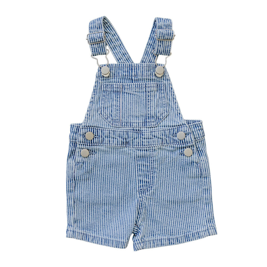 Stylish Blue Stripe Short Overalls for Women - Trendy Denim Jumpsuit with Pockets | Perfect for Casual Outings, Summer Festivals & Everyday Wear