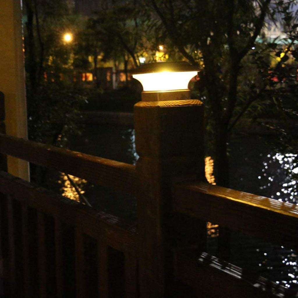 Solar Deck Post Lights Outdoor - Waterproof Garden Courtyard Lamp with Glass Lampshade for Villa, Patio, Pathway & Driveway Lighting | Weatherproof Solar Column Headlight for Landscape & Exterior Decor