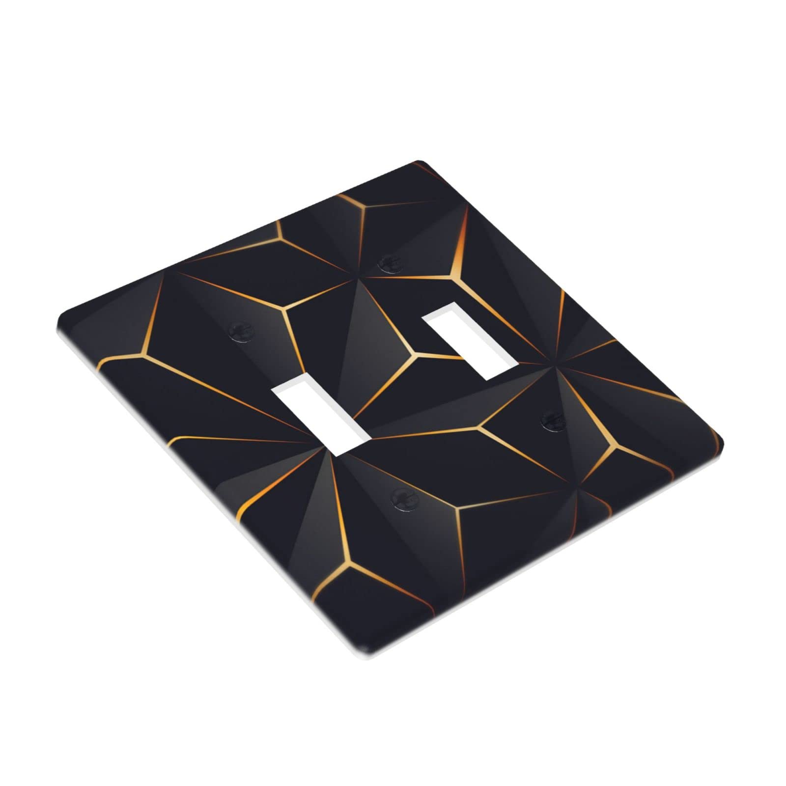 Modern Abstract Diamond Pattern Light Switch Cover - Double Toggle 2 Gang Wall Plate (4.50