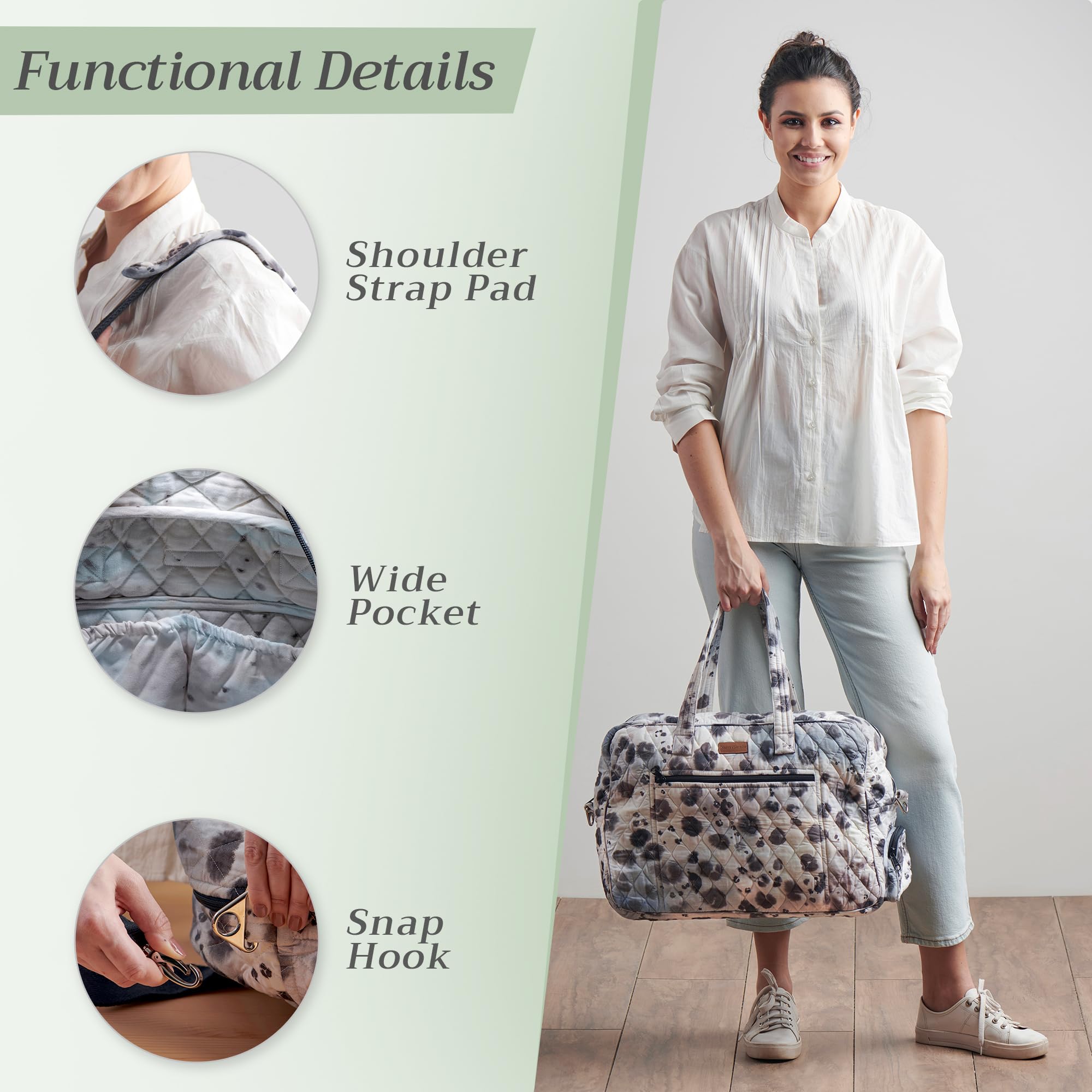100% Cotton Handbag for Women by Maison d'Hermine - Stylish Shoulder Bag with Zip Pockets for Beach, Shopping, Travel & Hiking | Perfect Everyday Casual Purse for Work, Outings & Outdoor Adventures
