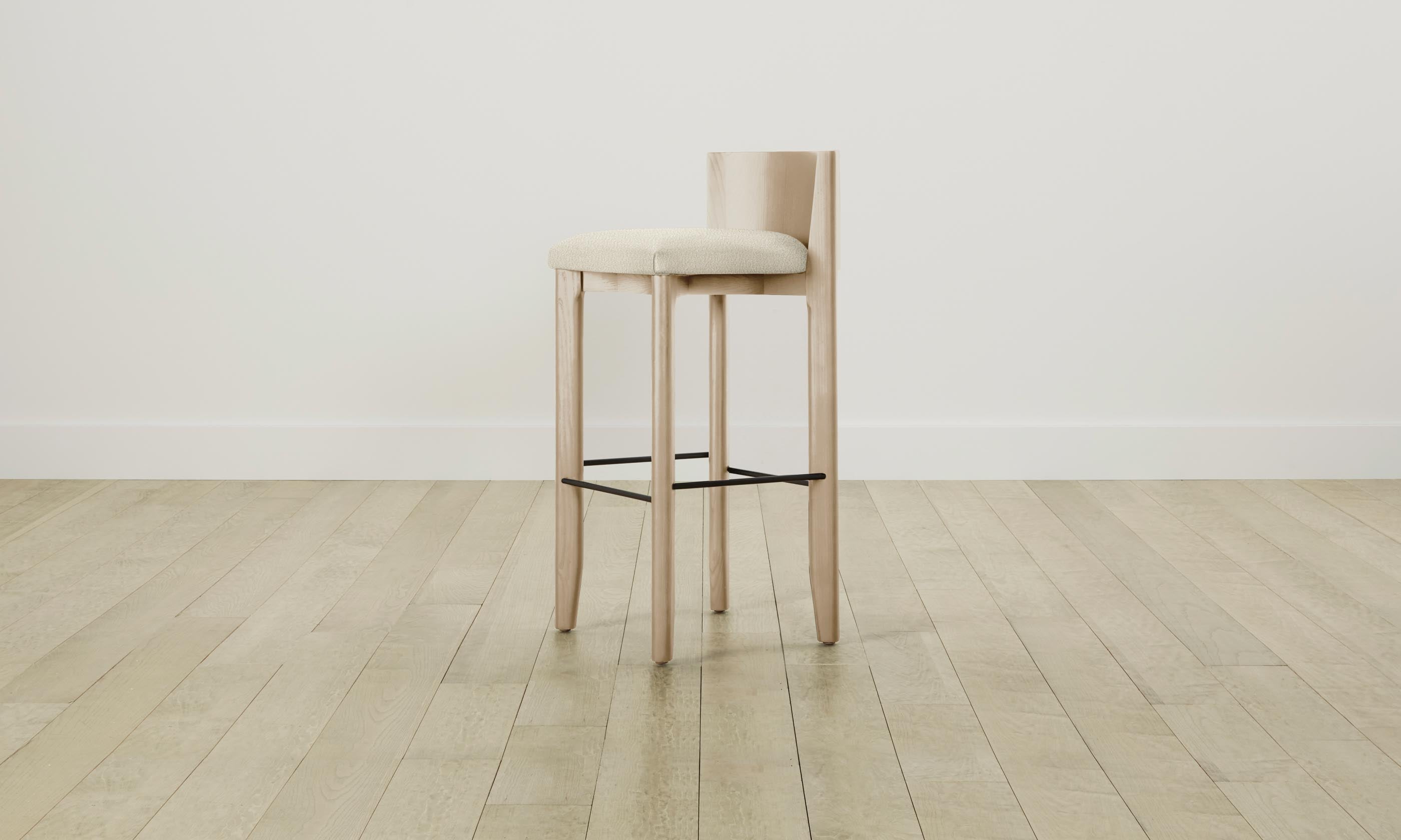 Italian Bouclé White Delancey Bar & Counter Stool - Modern Kitchen Island & Home Bar Seating for Dining & Entertaining