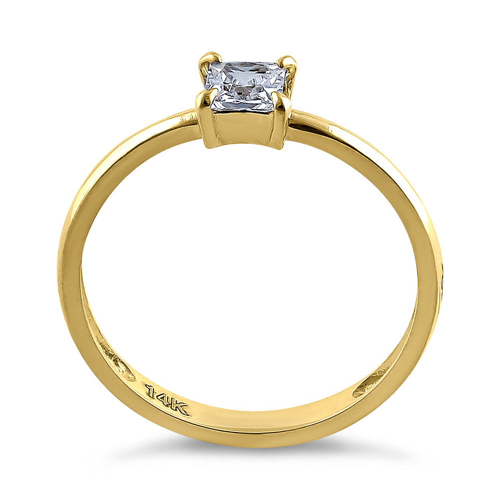 14K Solid Yellow Gold Princess Cut Cubic Zirconia Solitaire Engagement Ring for Women - Perfect for Proposals, Anniversaries & Special Occasions