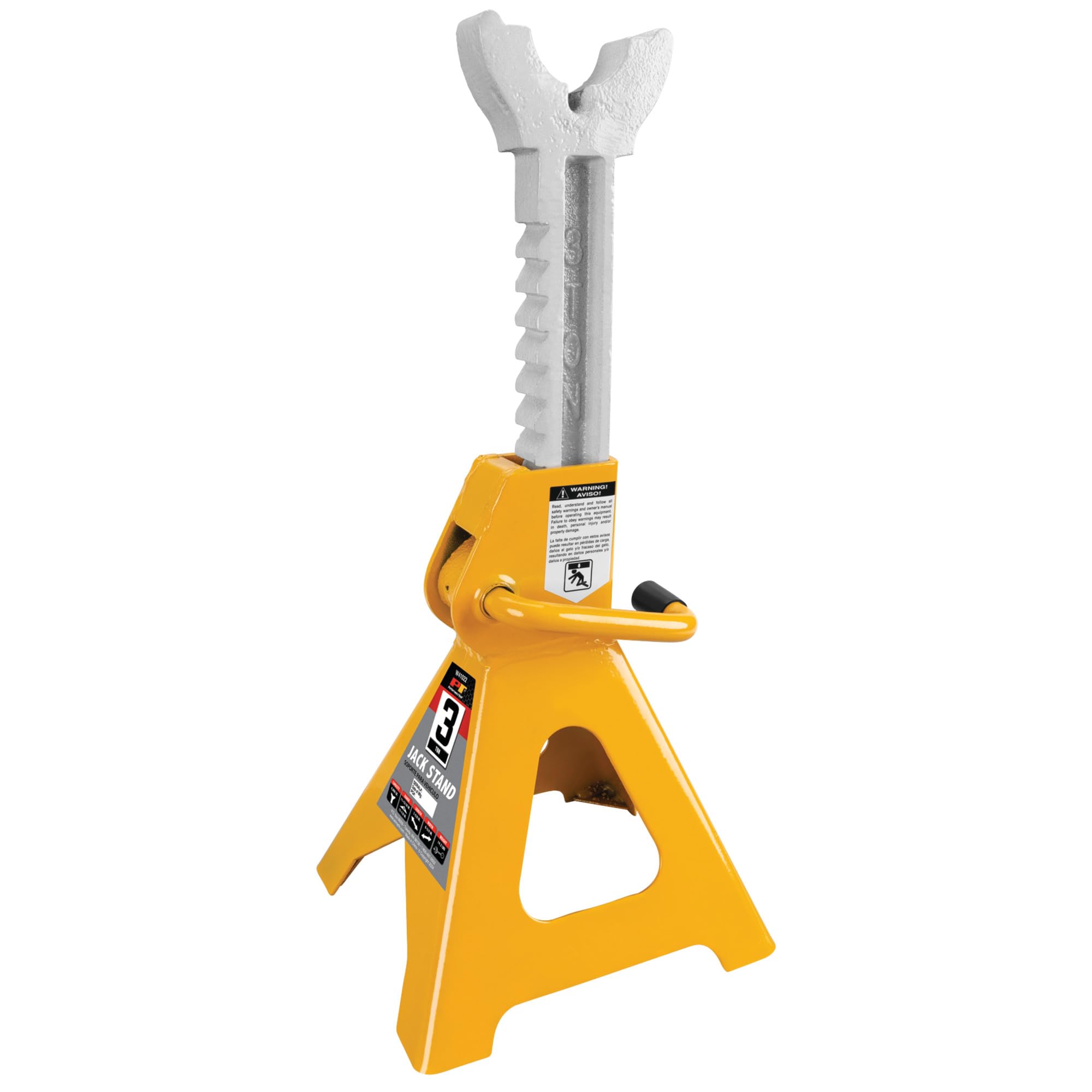 3-Ton Yellow Ratchet Jack Stand Set - Performance Tool W41022 for Safe Vehicle Lifting & Maintenance | Ideal for Car Repair, Oil Changes & Tire Rotations