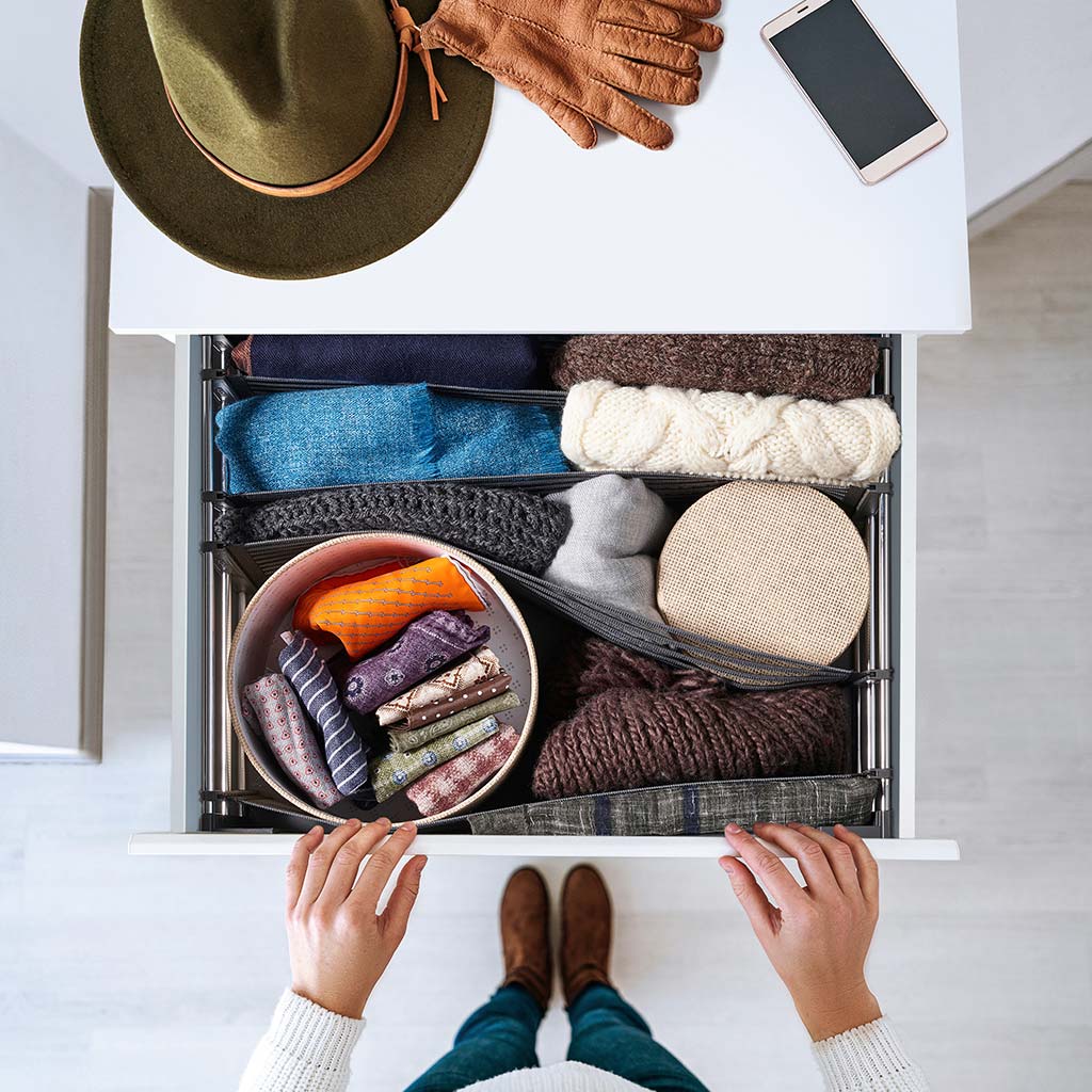 Spaceflexx Drawer Organizer Insert - Expandable Storage Solution for Kitchen, Bathroom & Office Drawers | Perfect for Utensils, Makeup & Office Supplies Organization