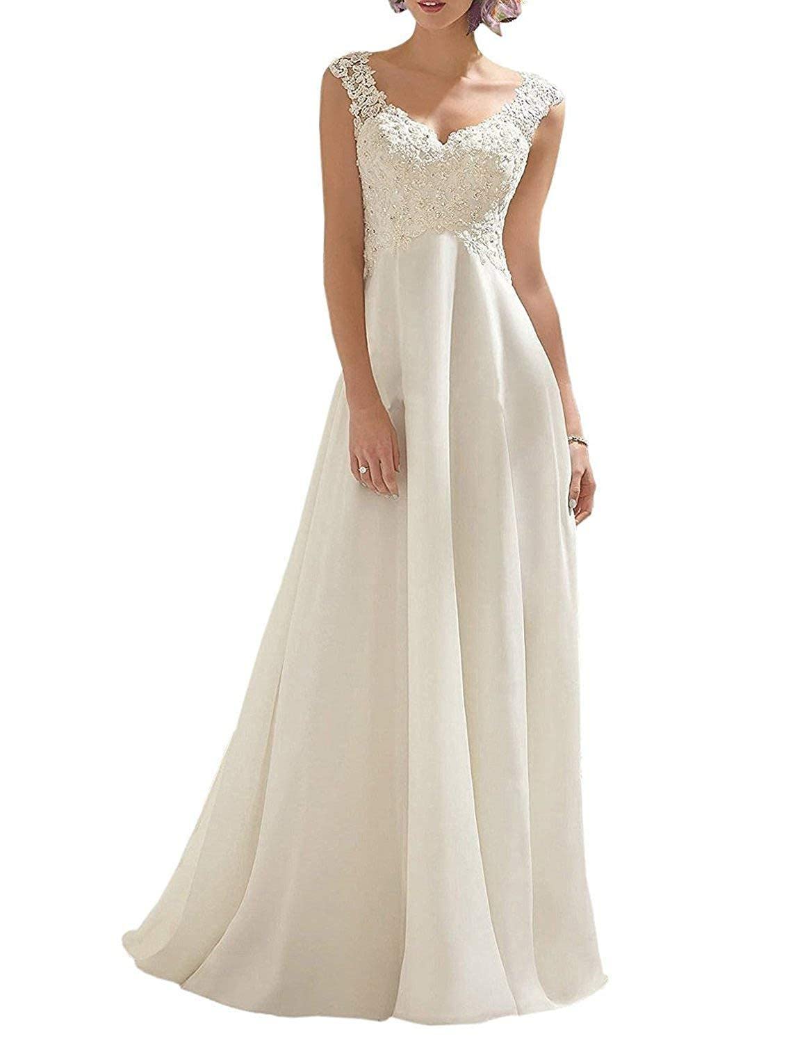 Elegant Lace Double V-Neck Sleeveless Wedding Dress for Women – Perfect for Bridal, Evening Gowns & Special Occasions