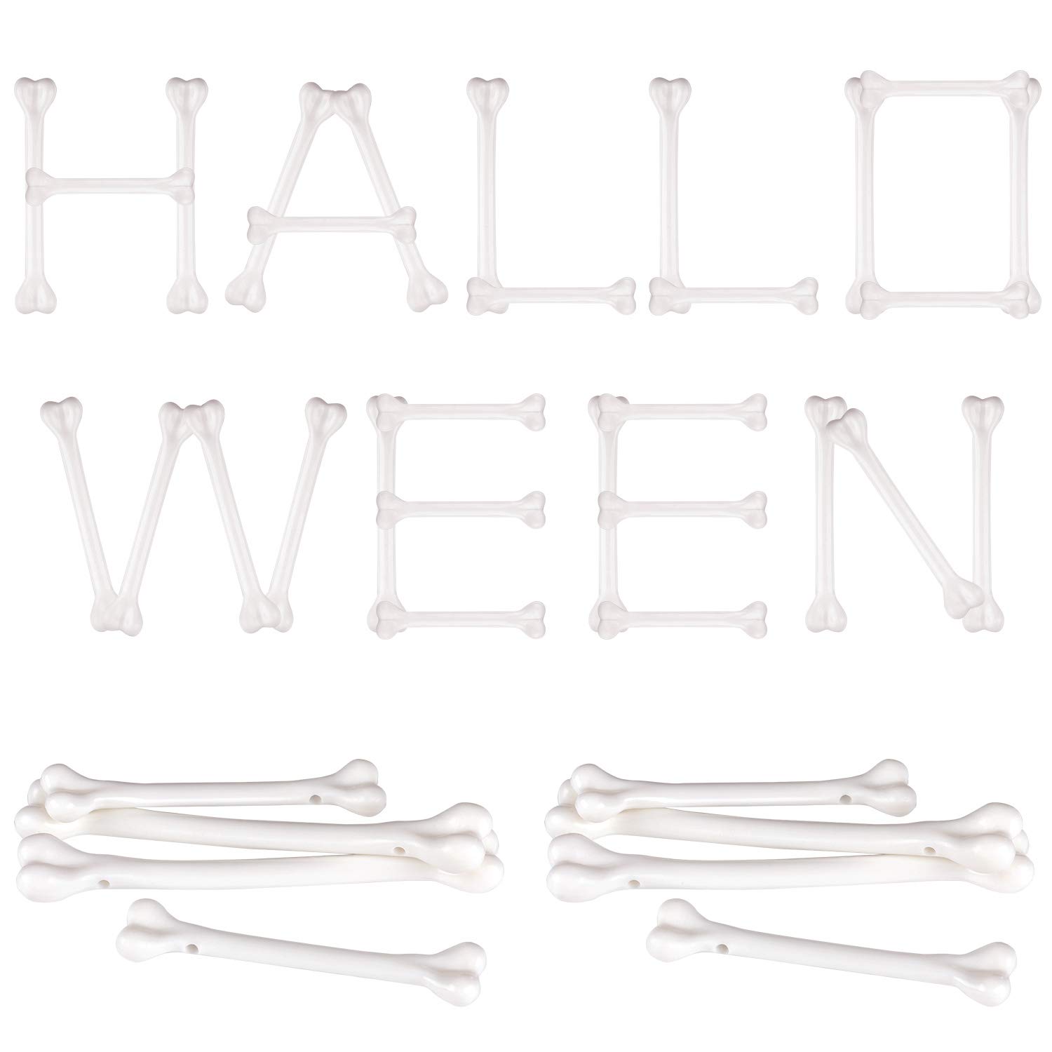 36 Pieces Plastic Toy Bones Bulk - White Fake Bones Mini Skeleton Decor for Caveman Costume & Halloween Party Supplies | Dinosaur Dig, Science Classroom, Pirate Treasure Hunt Props