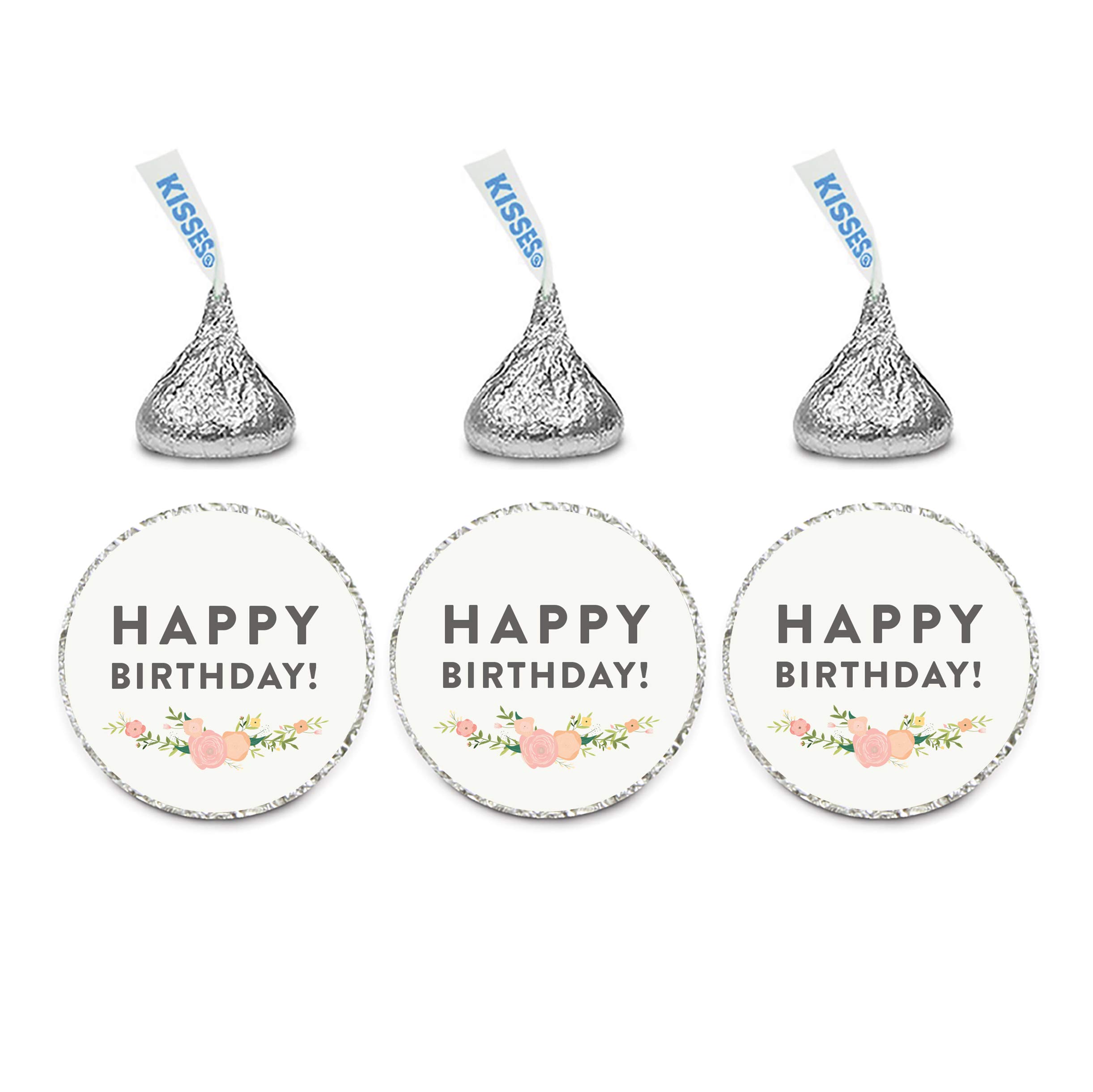 Andaz Press Chocolate Drop Labels Stickers - 216-Pack Floral Roses Birthday Party Stickers for Kisses Favors, Gifts & Decorations - Perfect for Birthday Parties, Baby Showers & Wedding Favors