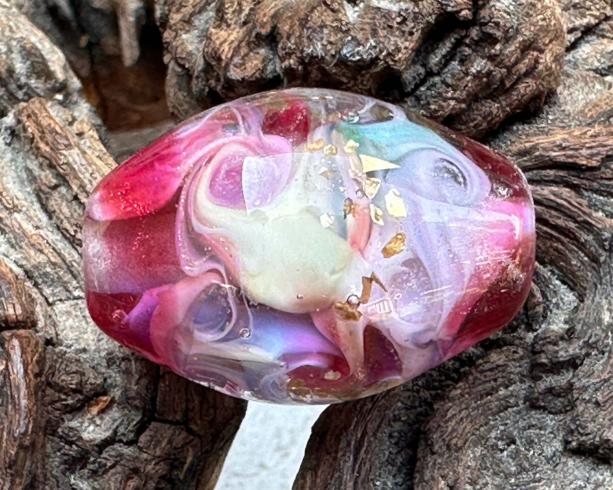 Dreamy Pink Shimmer Lampwork Glass Focal Bead for Jewelry Making - Handmade SRA Artisan Bead for Necklaces, Bracelets & DIY Craft Projects