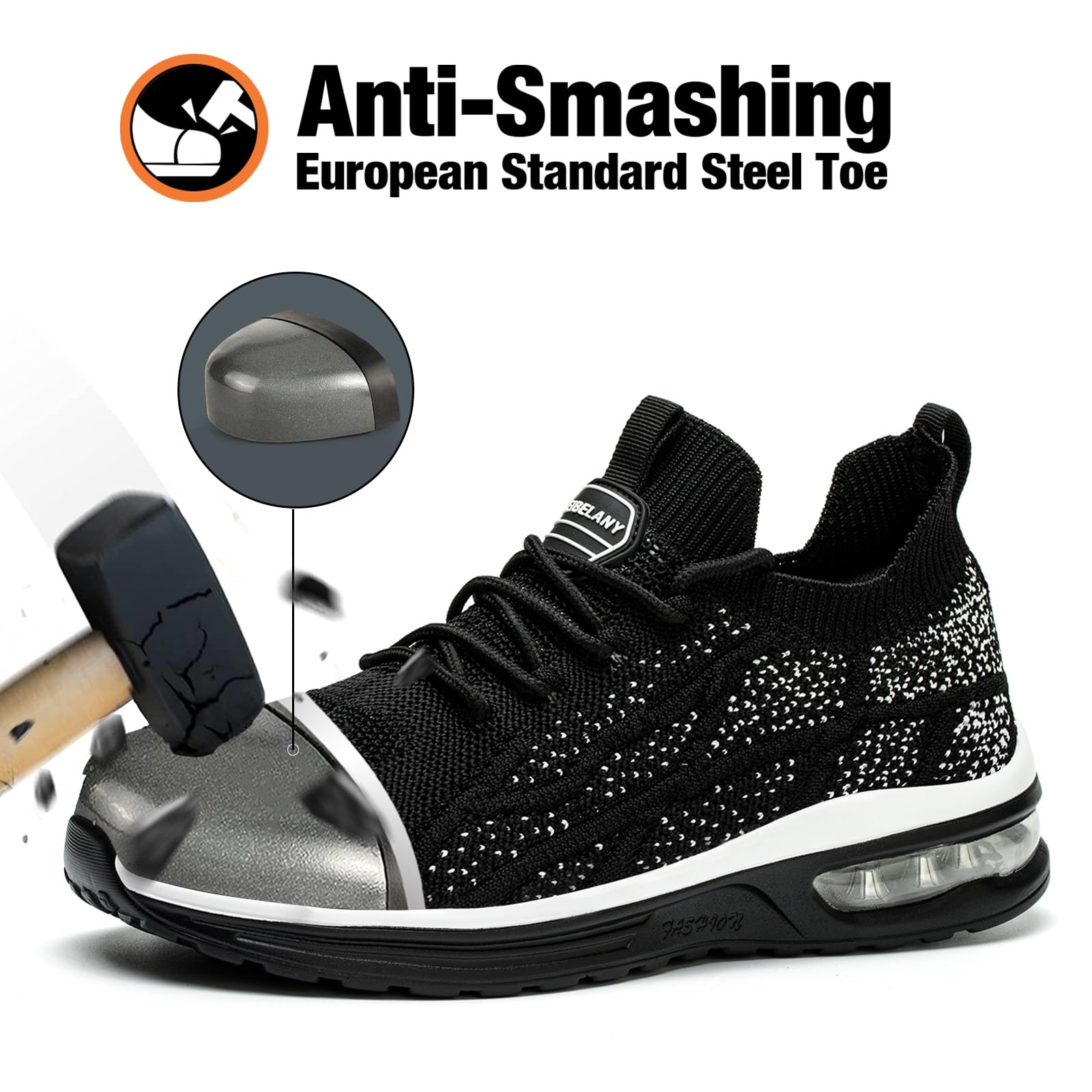 Women's Steel Toe Work Shoes - Breathable Safety Sneakers with Composite Toe | Lightweight & Comfortable for Construction, Warehouse & Outdoor Work