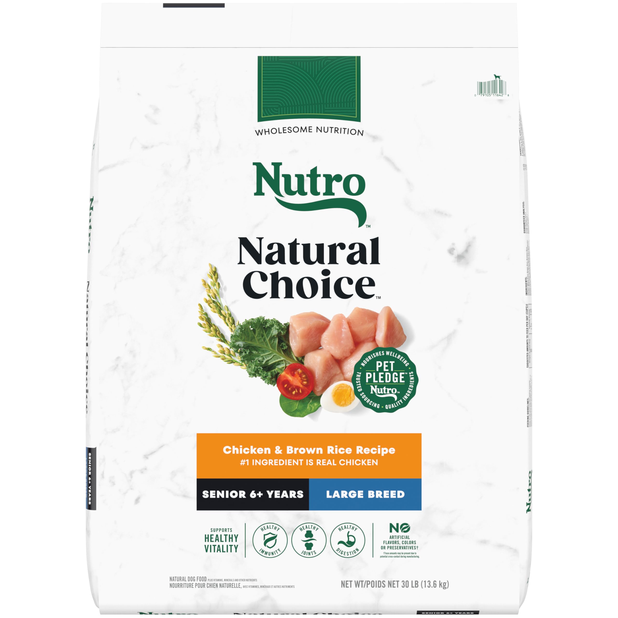 Nutro Natural Choice Senior Large Breed Dry Dog Food - Chicken & Brown Rice Recipe, 30 lb Bag | High Protein for Joint Health & Digestion | Ideal for Aging Large Dogs at Home or Travel