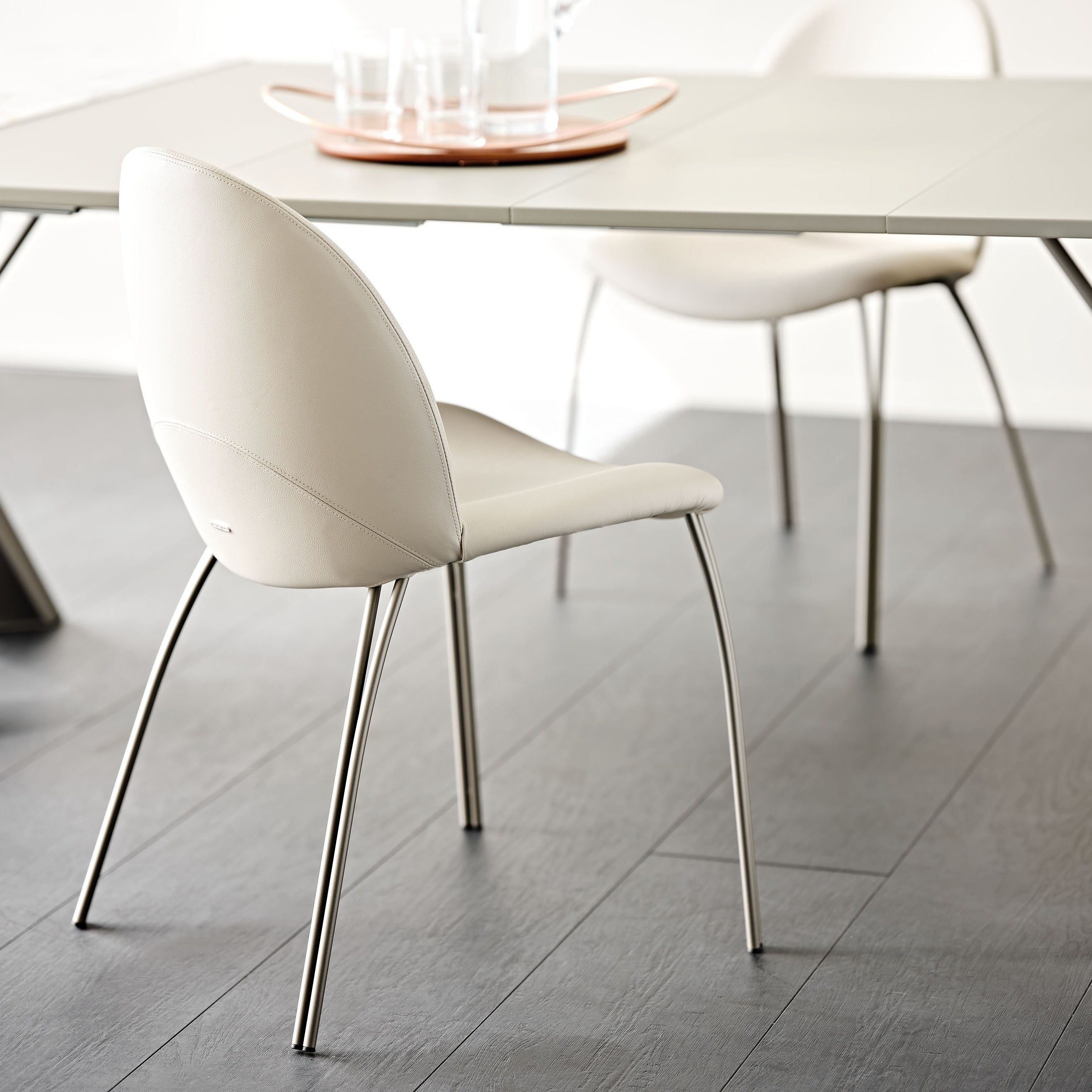 Cattelan Italia Holly Chair - Modern Dining Chair with Upholstered Seat & Metal Legs - Perfect for Kitchen, Dining Room & Office