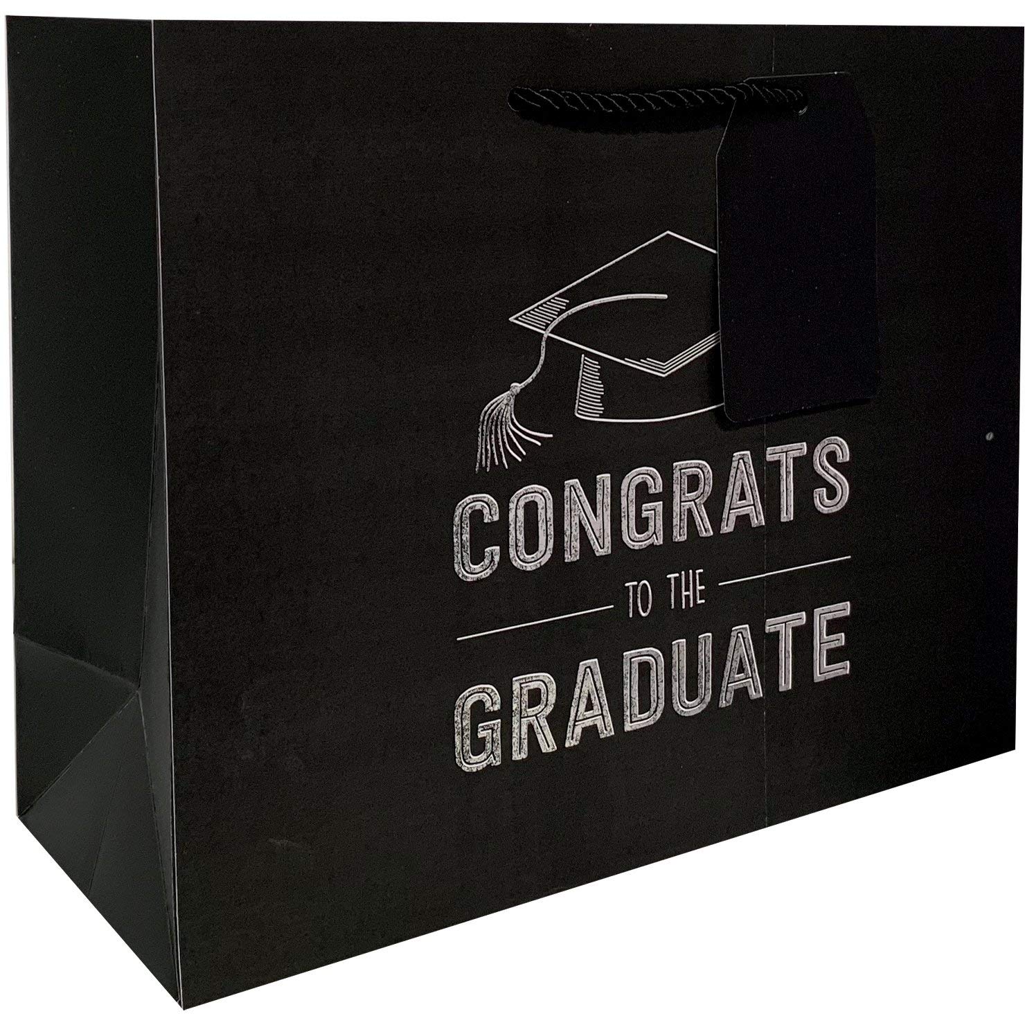 Jillson Roberts Large Gift Bags - 120 Pack Black Graduation Party Supplies for Graduation Gifts, Party Decorations & Celebration Favors