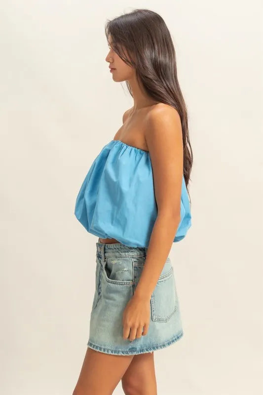 Strapless Bubble Crop Top for Women - Trendy Summer Fashion for Beach, Party & Night Out