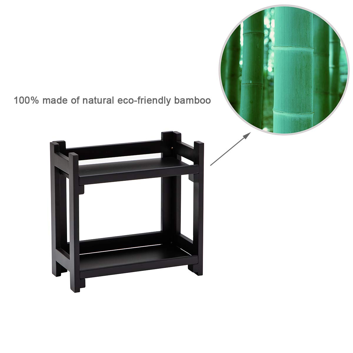 GOBAM Black Bamboo Cosmetic Organizer - Multi-Functional Vanity Makeup Storage with Drawers for Bathroom Countertop | No Tools Assembly, Space-Saving Design | Perfect for Bedroom Dresser, Travel & Gift Giving