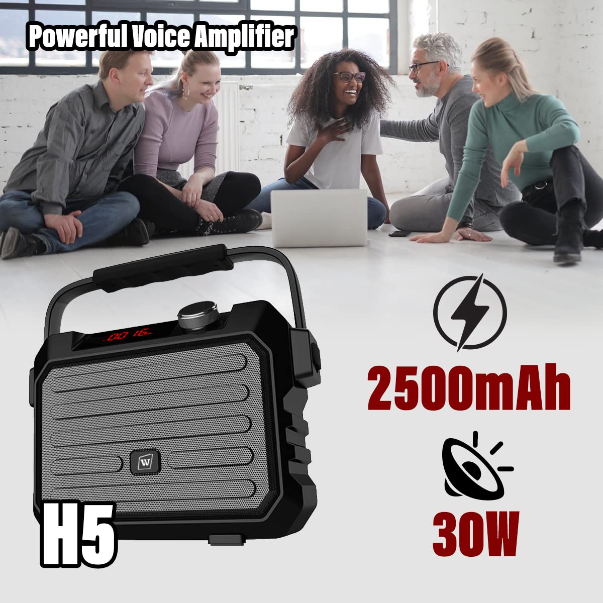 30W Wireless PA System with Bluetooth - Rechargeable Portable Megaphone & Speaker with Wireless Headset & Lavalier Microphone for Teachers, Outdoor Events, Public Speaking, and Classroom Presentations