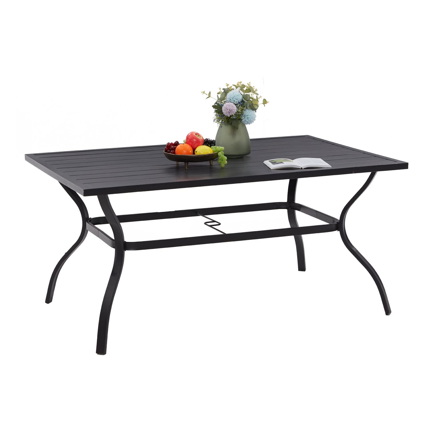 VICLLAX 6-Person Outdoor Patio Dining Table - Durable Metal Rectangular Table with 1.57