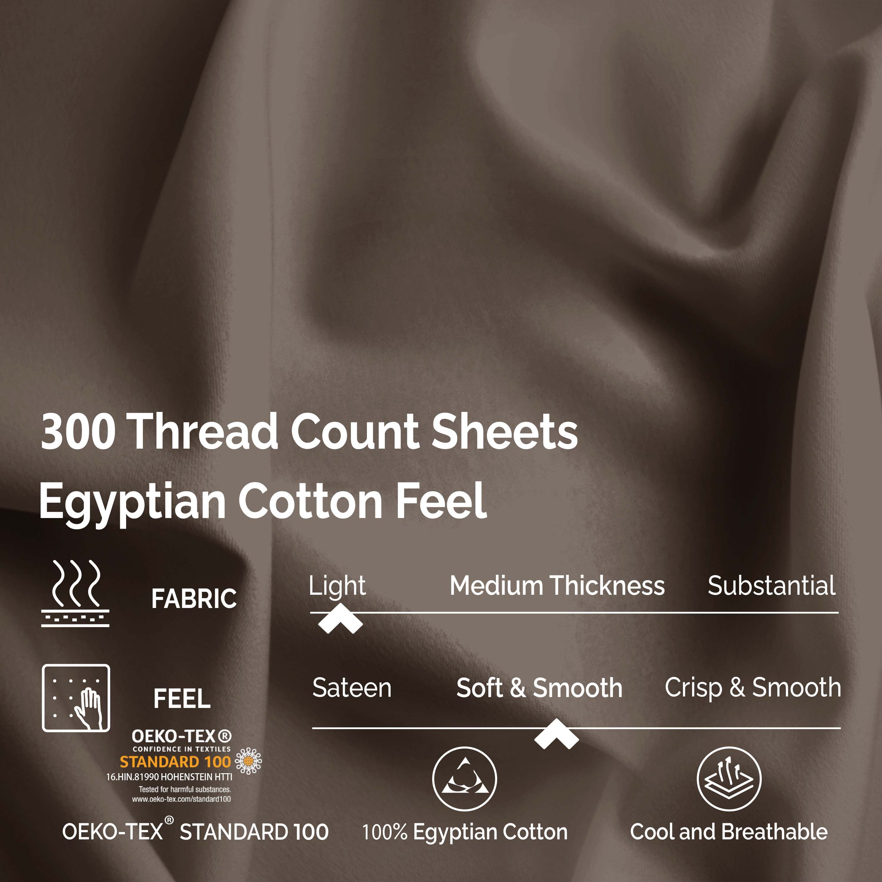 Premium 100% Egyptian Cotton 300 Thread Count Bed Sheet Set - Queen Size, Soft & Breathable for All-Season Comfort - Perfect for Luxury Bedrooms, Hotels, and Guest Rooms