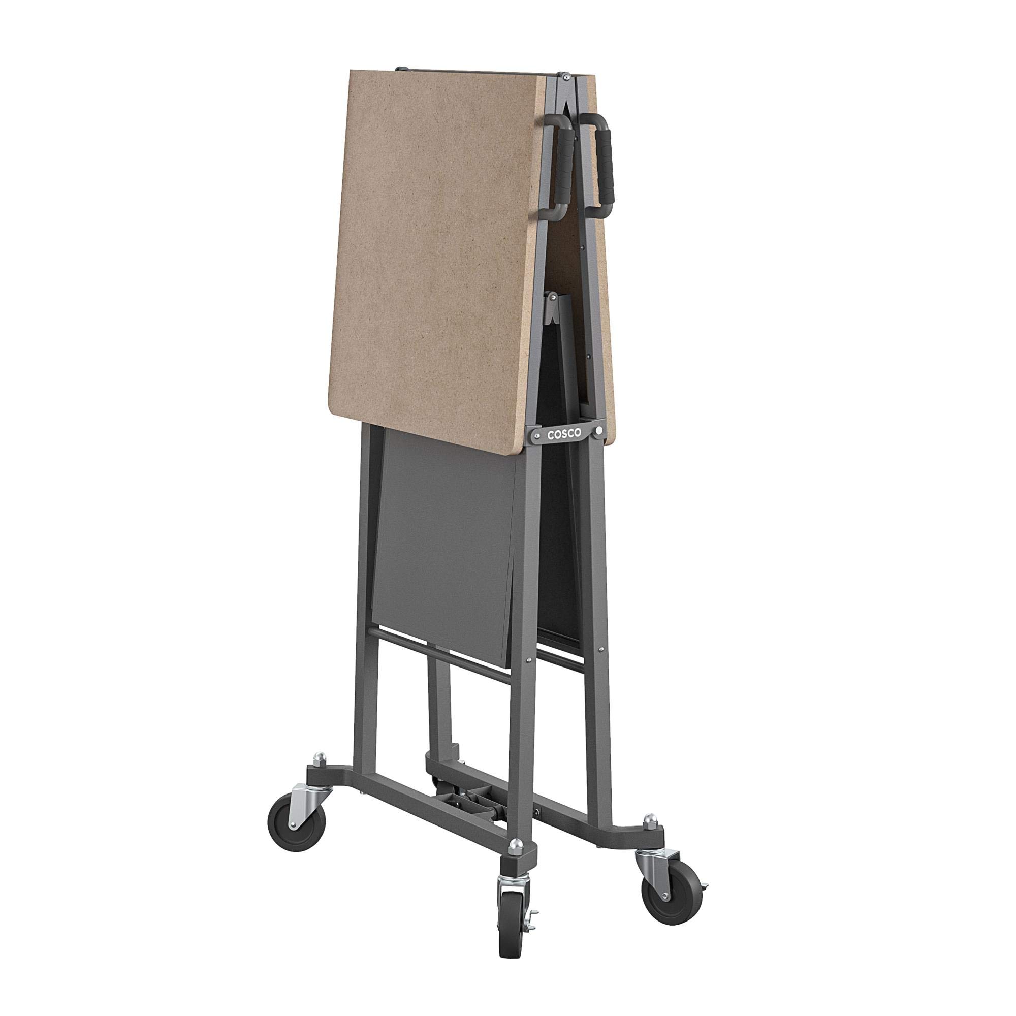 COSCO SmartFold Portable Workbench - Heavy Duty Folding Utility Table with Locking Casters, 600 lb Weight Capacity & Durable MDF Top | Perfect for Garage, Workshop, DIY Projects & Job Sites