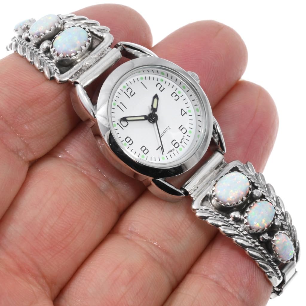 Navajo Opal Silver Ladies Watch Bracelet - Sterling Silver Tips 0023 | Elegant Jewelry for Women, Gift for Her, Perfect for Parties & Special Occasions