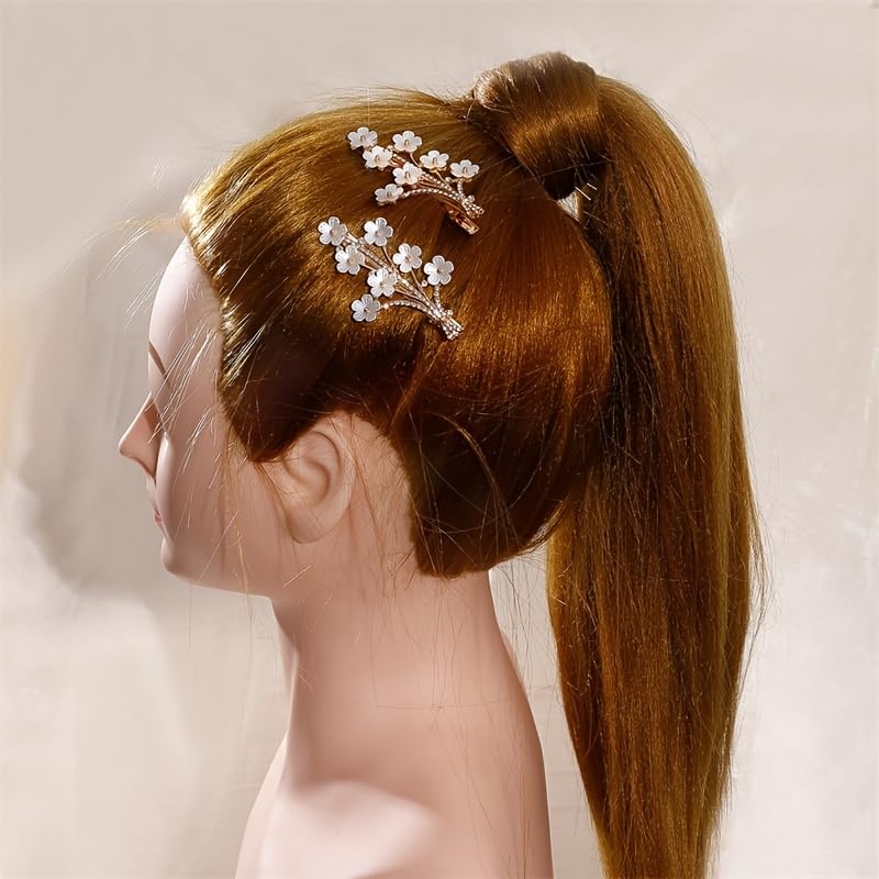 DENICRAAS Pearl Hair Claw Clips - Strong Hold Non-Slip Hair Clips for Women, Champagne Gold Hair Accessories for Thick or Thin Hair (2 Pack) - Perfect for Daily Use, Birthday Gifts & Special Occasions