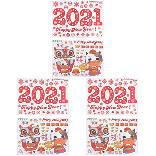 NOLITOY 6 Sets Chinese New Year Window Decals - Traditional Red Paper Cut Window Clings for Spring Festival Home Decor | Perfect for Lunar New Year Party, Office & Classroom Decorations