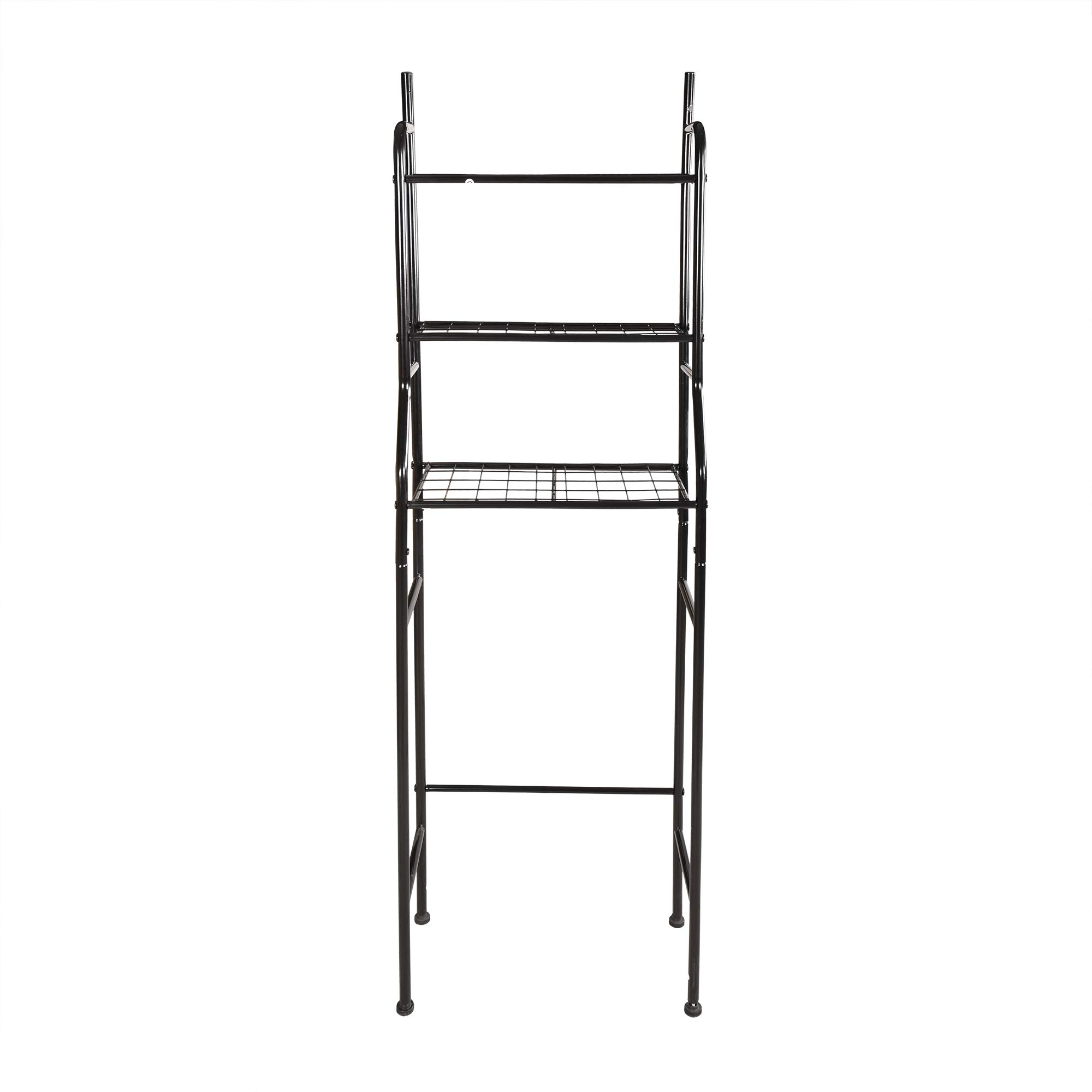 3-Tier Over The Toilet Storage Organizer - Space Saving Bathroom Shelf Unit with Corner Design for Towels, Toiletries & Cosmetics | Perfect for Small Bathrooms, Apartments & Dorm Rooms (Black)