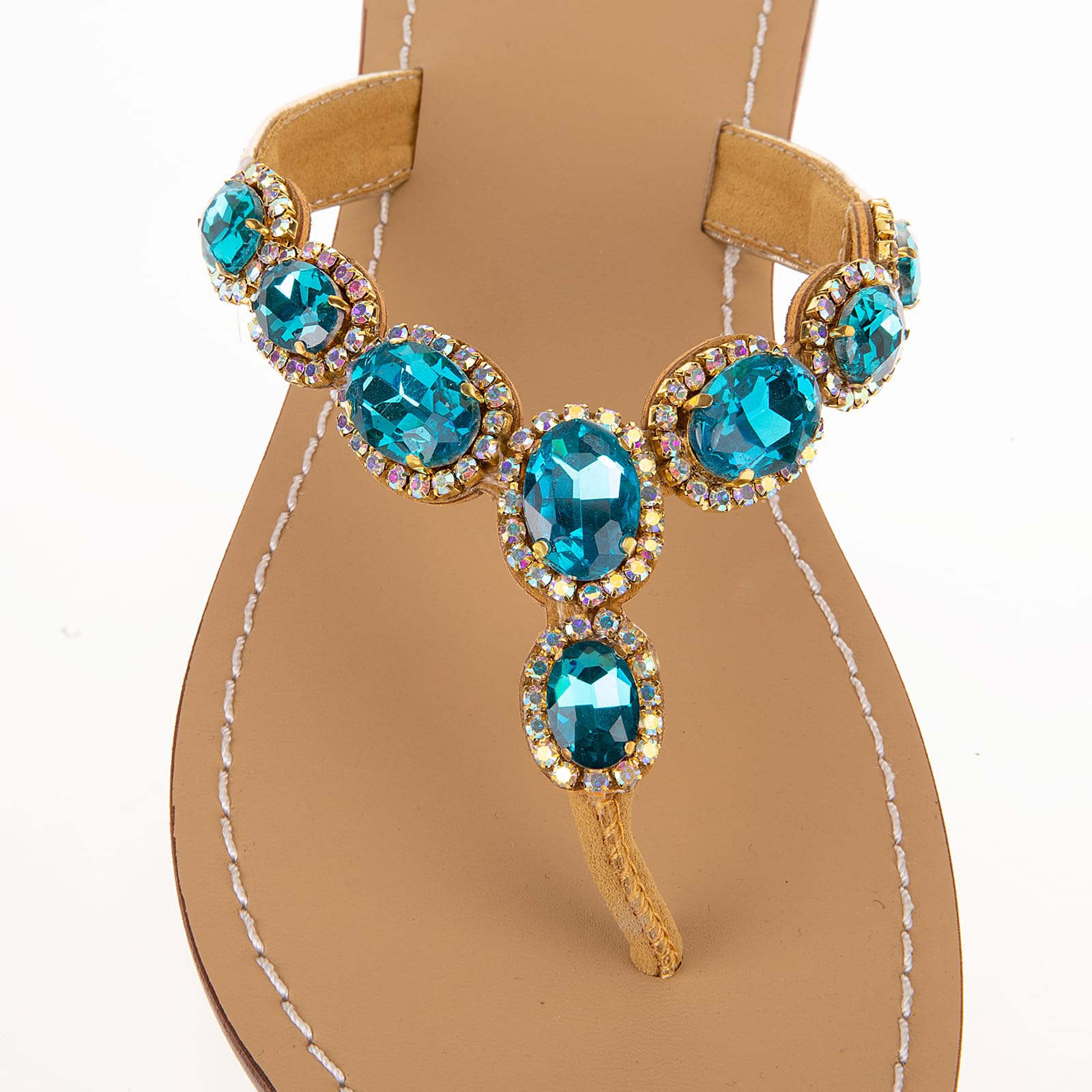 UTIKLIOU Women's Rhinestone T-Strap Flat Sandals - Stylish Summer Flip Flops with Thong Design for Beach, Pool & Casual Outings