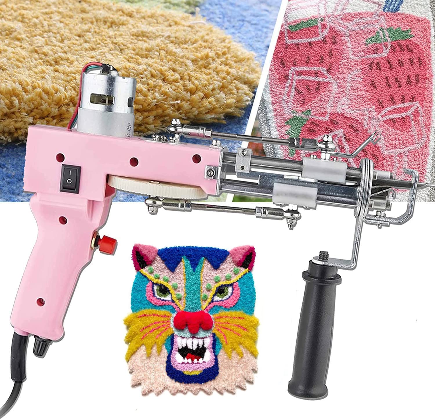 Pink Rug Tufting Gun Kit - 2 in 1 Electric Carpet Weaving Machine for Cut & Loop Pile | Handheld Flocking Knitting Tool for DIY Rugs, Wall Hangings & Home Decor Projects
