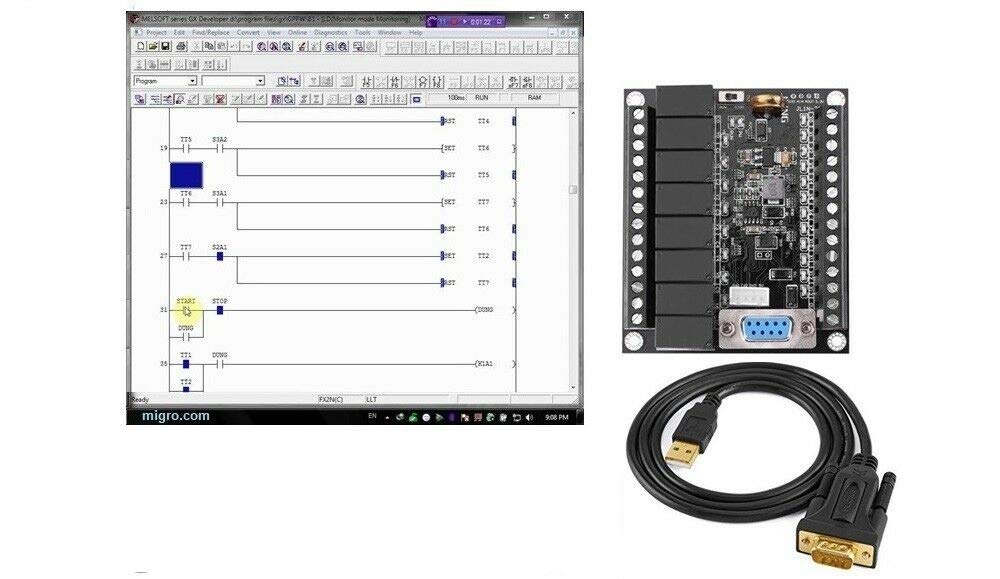 Programmable Logic Controller Kit - Mini PLC with Automation Software, USB Interface & Power Supply for Industrial Control & DIY Projects