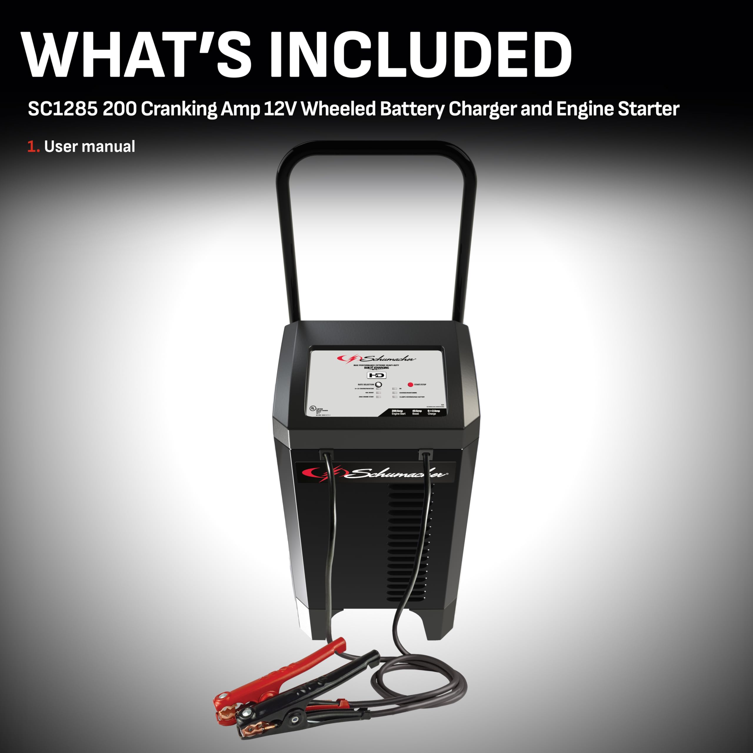 Schumacher SC1285 12V 200A 4-in-1 Fully Automatic Battery Charger & Engine Starter for Cars, SUVs, Trucks & Marine Batteries - Perfect for Emergency Jump Starts, Winter Maintenance & RV Power Supply