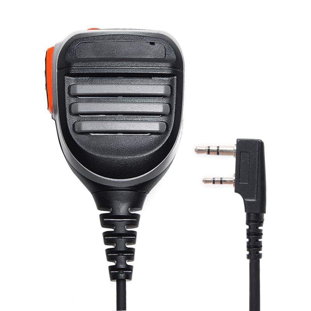 MOUDOAUER 2-Pin Handheld Speaker Microphone Replacement for Kenwood TYT Baofeng Walkie Talkie - Durable Clear Audio for Outdoor Adventures, Construction Sites & Emergency Communication
