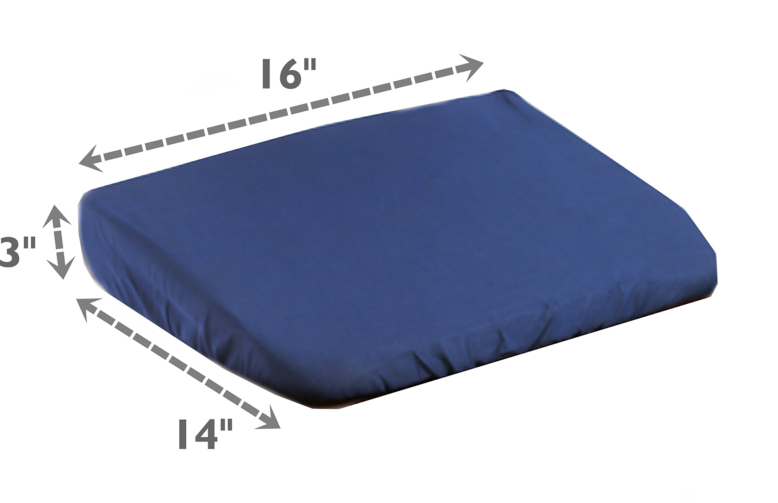 Orthopedic Wedge Cushion for Office Chair - Memory Foam Seat Cushion for Back Pain Relief & Posture Support - Pressure Relief Pillow for Sciatica & Tailbone Pain - Navy Blue Poly/Cotton Cover (Single Pack) - Perfect for Office Workers, Long-Distance Drivers & Home Use