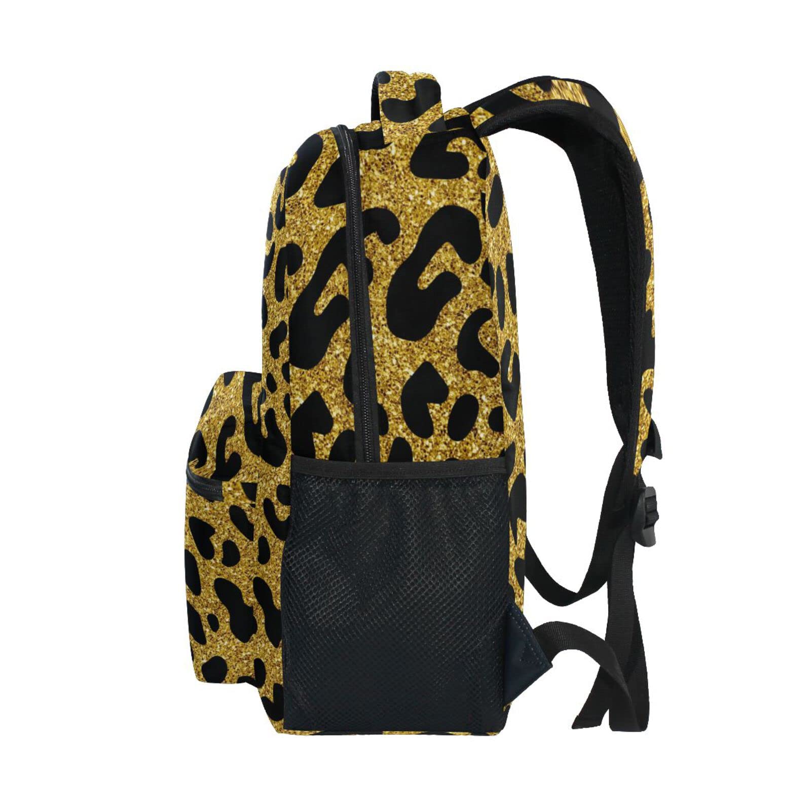 JIPONI Gold Animal Print Glitter Leopard Cheetah Backpack for Girls & Boys - Stylish School Bag, Bookbag, Travel Laptop Backpack, Daypack for Students & Teens - Perfect for School, College, Travel & Daily Use