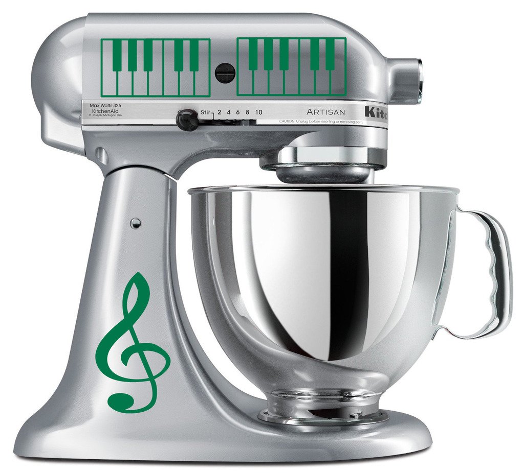 Treble Clef & Piano Keys Vinyl Decal Set for KitchenAid Mixers - Music Lover Sticker for Stand Mixers, Appliances - Perfect for Baking Enthusiasts & Home Decor