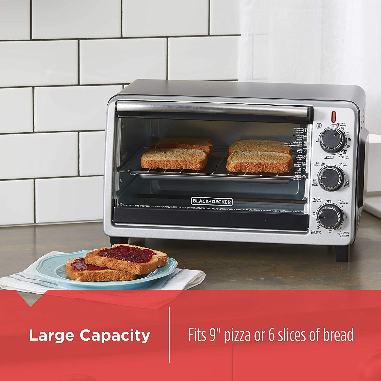 BLACK + DECKER TO1950SBDG3 Convection Countertop Oven - Factory Certified with Full Warranty - Perfect for Baking, Roasting & Toasting in Small Kitchens