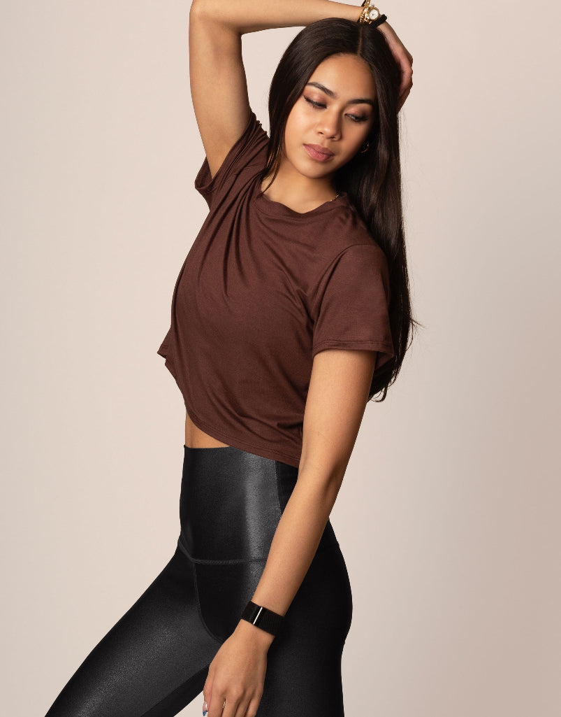 Premium Soft Cotton Essential Tee in Chocolate Brown - Perfect for Casual Wear, Layering & Everyday Comfort