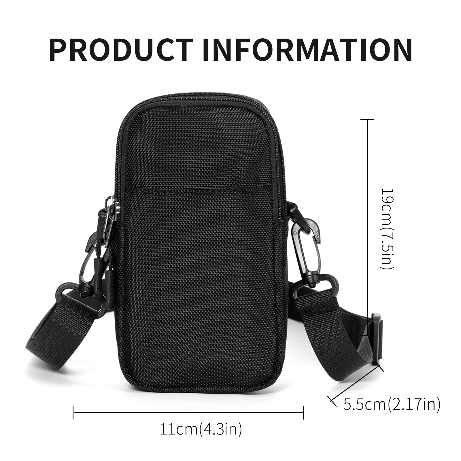 Small Crossbody Phone Purse Wallet with Adjustable Shoulder Strap - Oxford Black for Women | Perfect for Travel, Shopping & Everyday Use