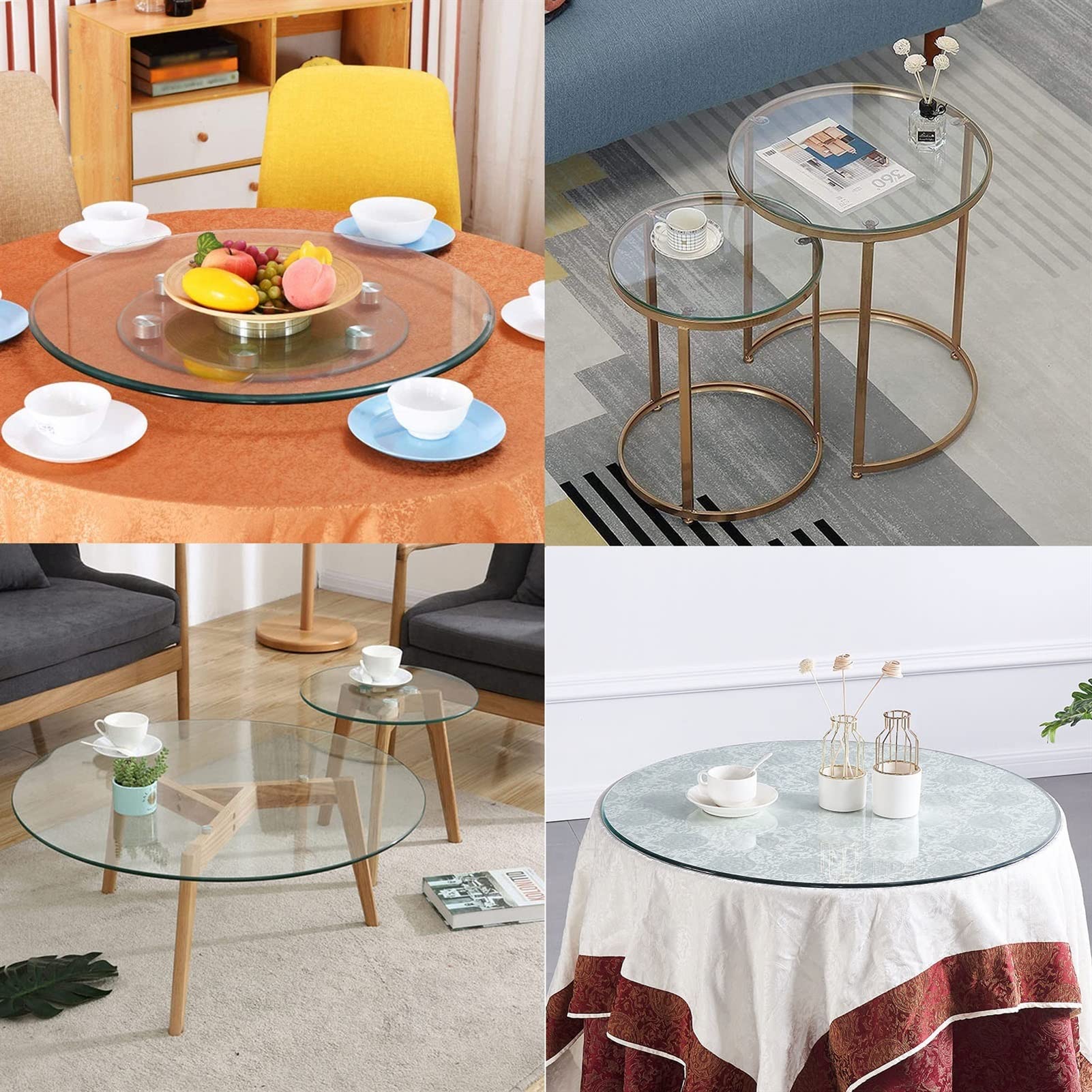 Tempered Glass Table Top - 9mm Thick Round Glass with Polished Edge - Strong & Durable for Dining, Coffee, or Office Desks - Clear 68cm (27in) Size - Perfect for Home, Restaurant, or Office Use