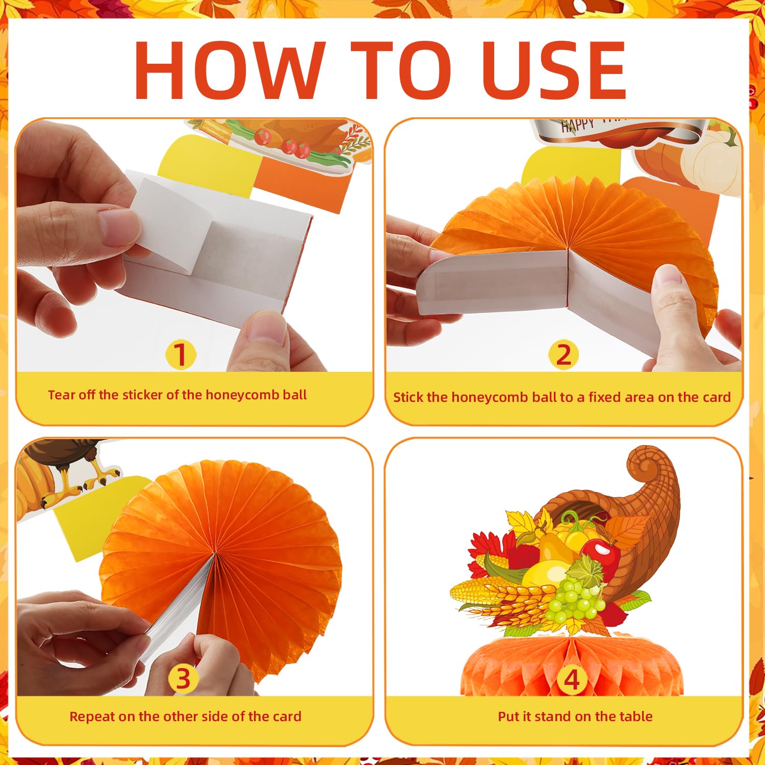 9Pcs Fall Table Centerpiece Decor Set - Thanksgiving Turkey & Pumpkin Honeycomb Decorations for Autumn Parties, Birthday, and Holiday Table Decor | Perfect for Thanksgiving Dinner, Harvest Festival, and Seasonal Home Decor