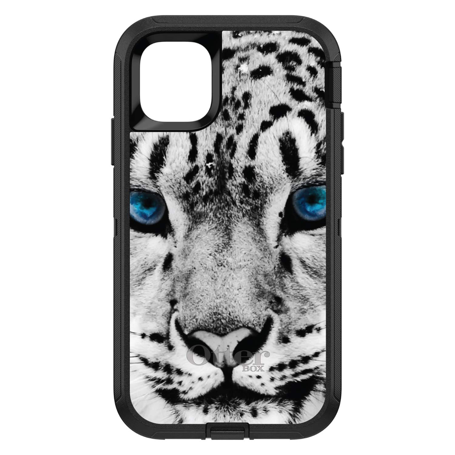 DistinctInk iPhone 11 Pro MAX Case (6.5 Inch) - Snow Leopard Blue Eyes Animal Print Protective Cover - Durable Shockproof Replacement for OtterBox Defender - Perfect for Outdoor Adventures & Daily Use
