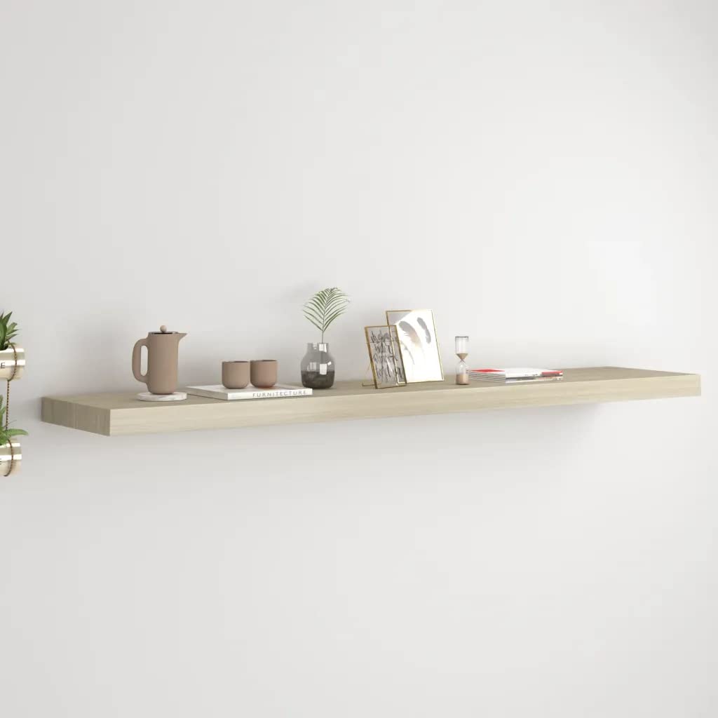 Floating Wall Shelf 47.2 Inch, Solid Oak Wood Modern Floating Shelves for Wall, 9.3