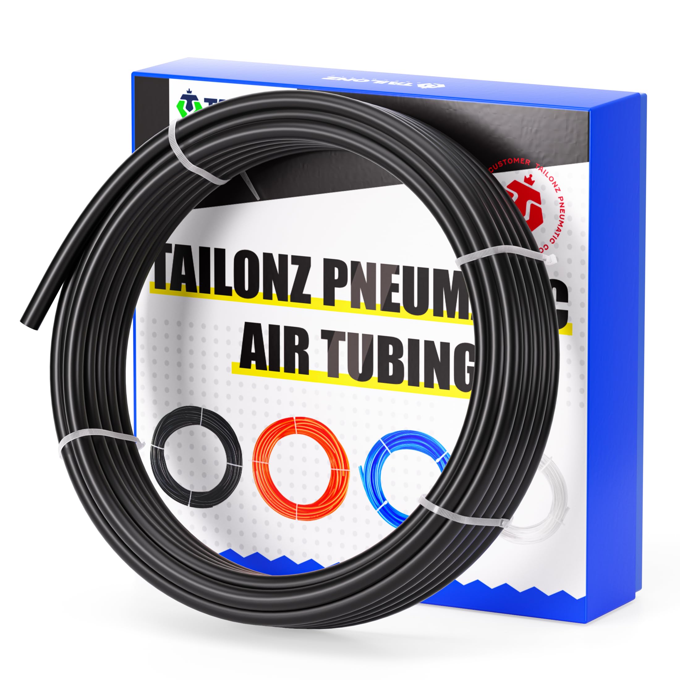 TAILONZ 1/4 Inch OD 10 Meters Black PU Air Hose - High Pressure Pneumatic Tubing for Air Compressor, Spray Gun, Fluid Transfer | Durable Flexible Air Line Pipe for Industrial, Automotive & DIY Projects