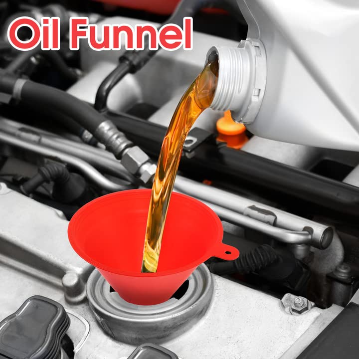 Oil Funnel Set - 4-Piece Plastic Funnel Kit for Car Oil Change, Kitchen Cooking & DIY Projects - Small, Medium & Large Sizes for Filling Bottles, Jars & Containers - Perfect for Automotive, Home & Workshop Use