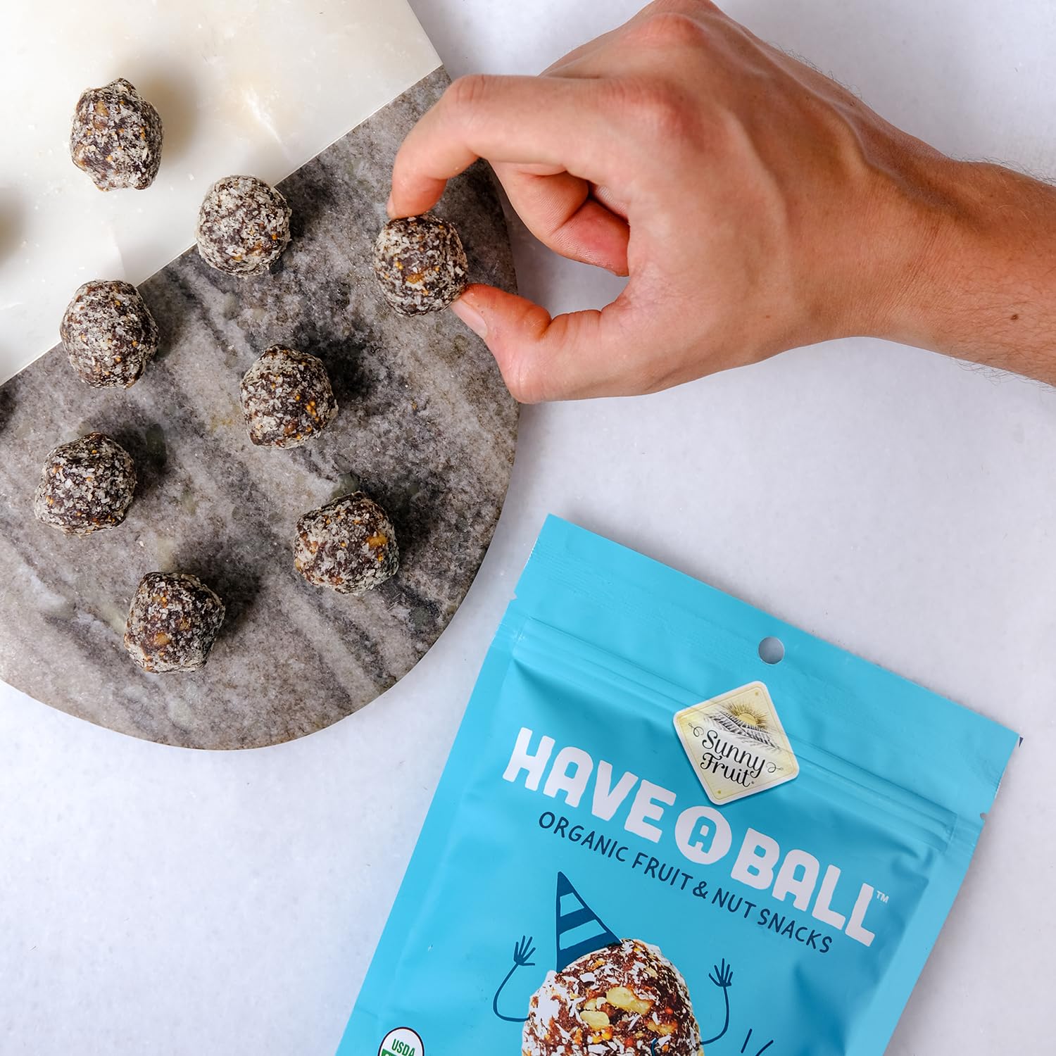 Organic Sunny Fruit Fig & Walnut Energy Balls - 100% Raw Vegan Snacks, Gluten-Free, Kosher, No Added Sugar (9 Balls per Pack) | Healthy On-the-Go Snack for Hiking, Office, School & Travel