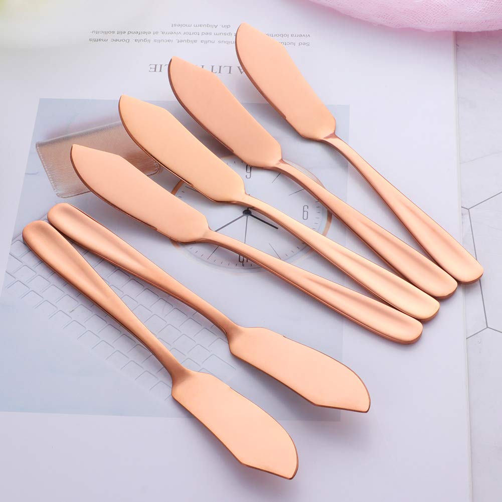 Premium YDware 18/10 Stainless Steel Rose Gold Butter Knives Set - 6.1 Inch Dishwasher Safe Cheese Spreaders (Set of 8) in Elegant Black Gift Box - Perfect for Dinner Parties, Cheese Platters & Wedding Gifts