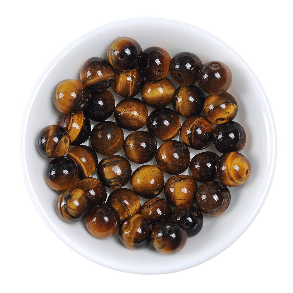 8mm Natural Yellow Tiger Eye Gemstone Beads - Round Loose Healing Crystal Energy Stones for Jewelry Making, DIY Crafts (1 Strand 15