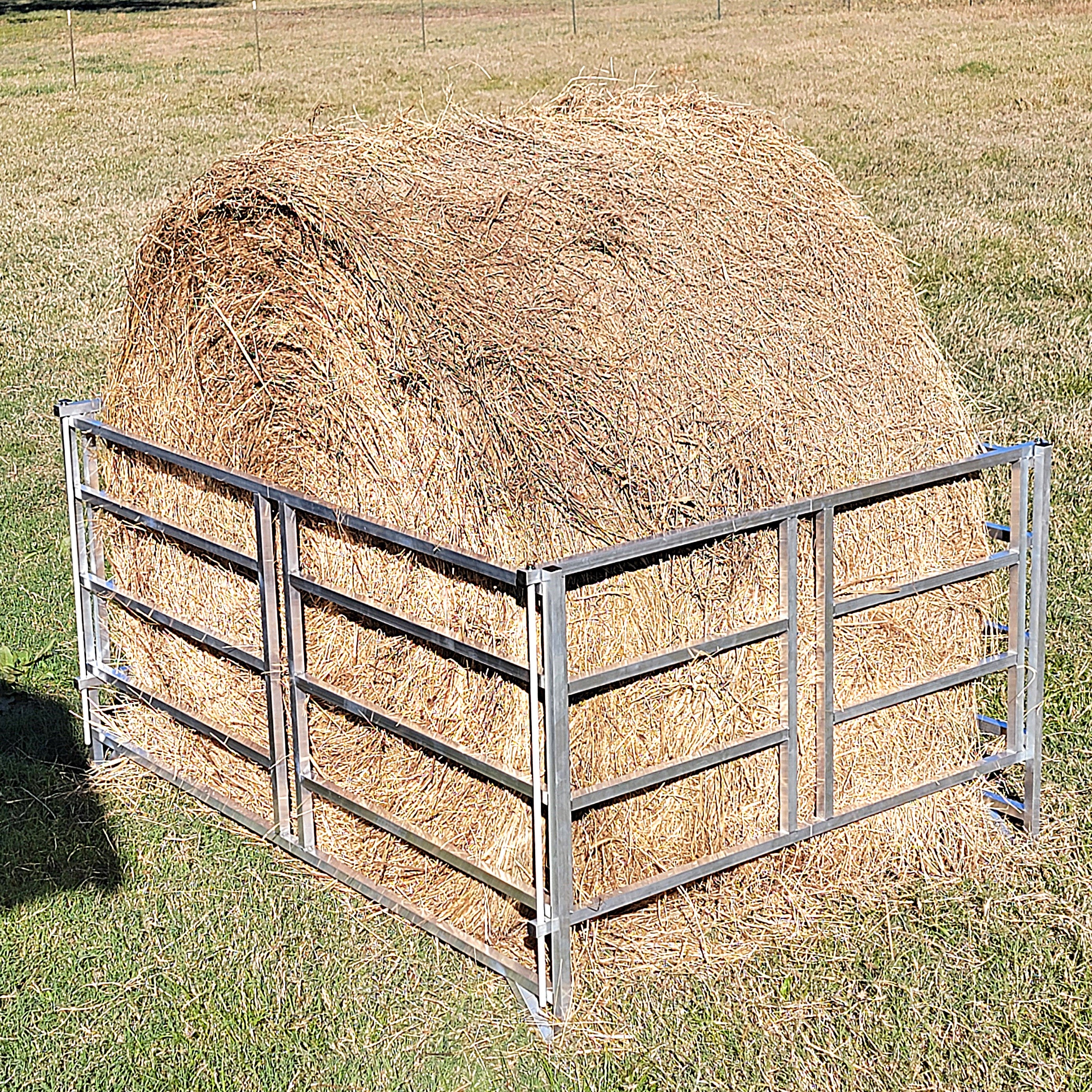 Collapsible Aluminum Round Hay Feeder for Sheep, Goats, Llamas & Alpacas - Fits 4x4, 4x5 & 4x6 Bales - Durable Portable Feed Trough for Pasture, Barn & Farm Use