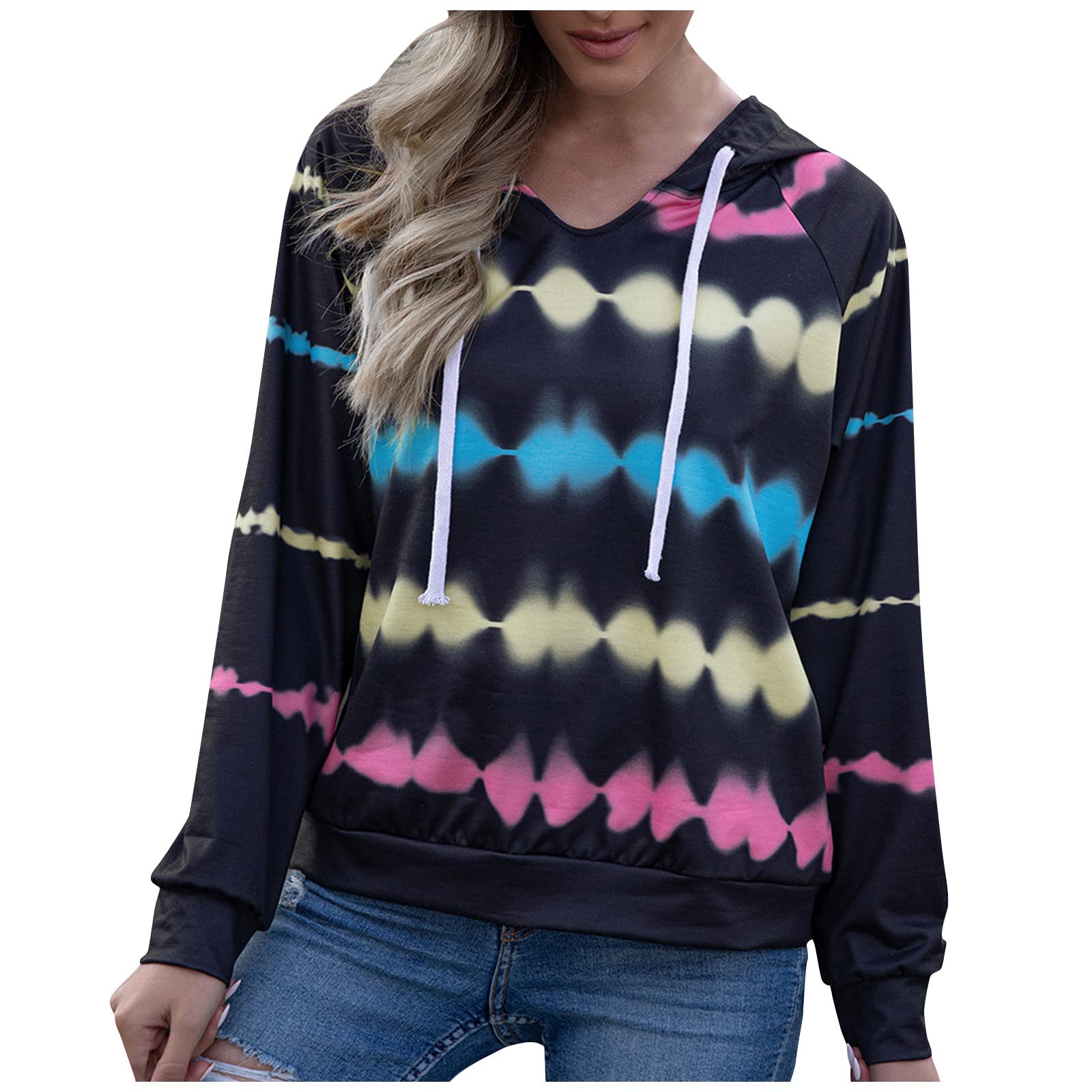 HAOREEKZ Women's Fall Hoodies - Fashionable Loose Gradient Tie-Dyed Sweatshirt for Autumn & Winter | Cozy Long Sleeve Pullover for Casual Wear, Outdoor Activities & Layering