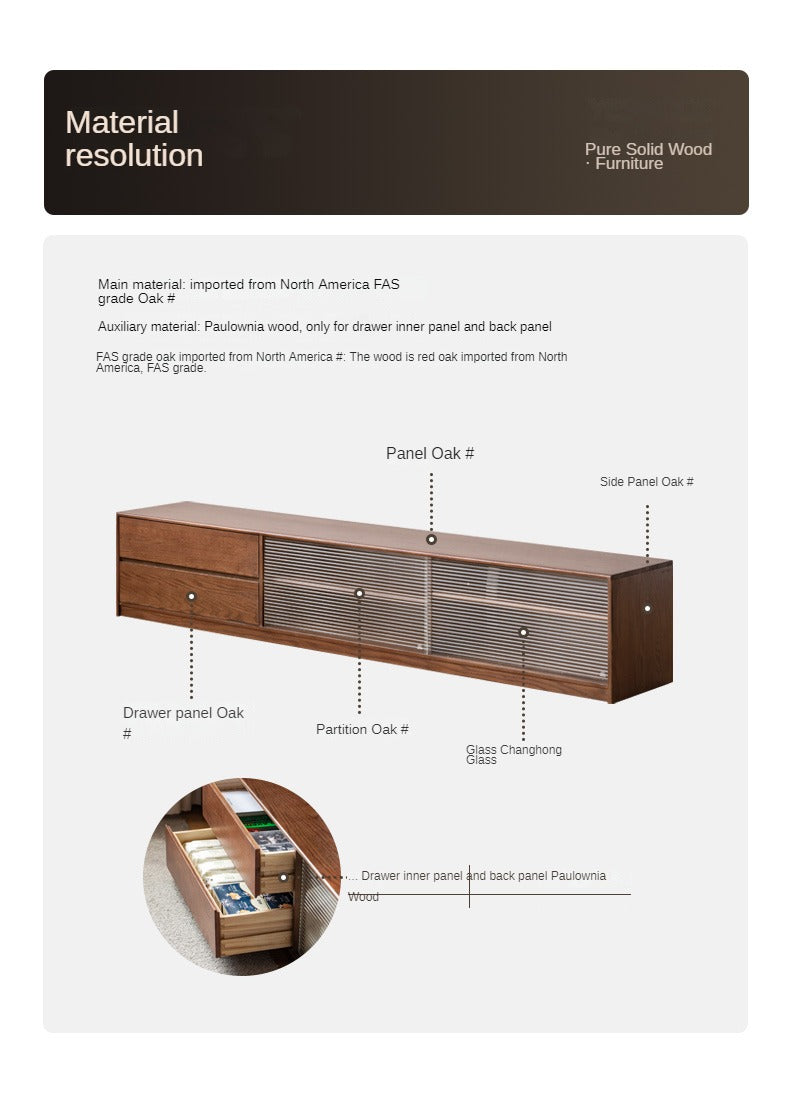 Solid Oak Wood TV Wall Cabinet - Rustic Entertainment Center for Living Room, Bedroom & Home Theater Storage